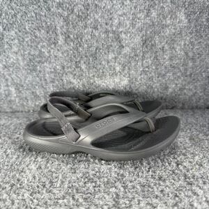 Crocs Flip Flop Sandals Toddler Kids 11 Gray Slingback Comfort Beach